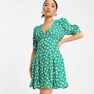 Top shop Floral V Neck Swing Tea Dress